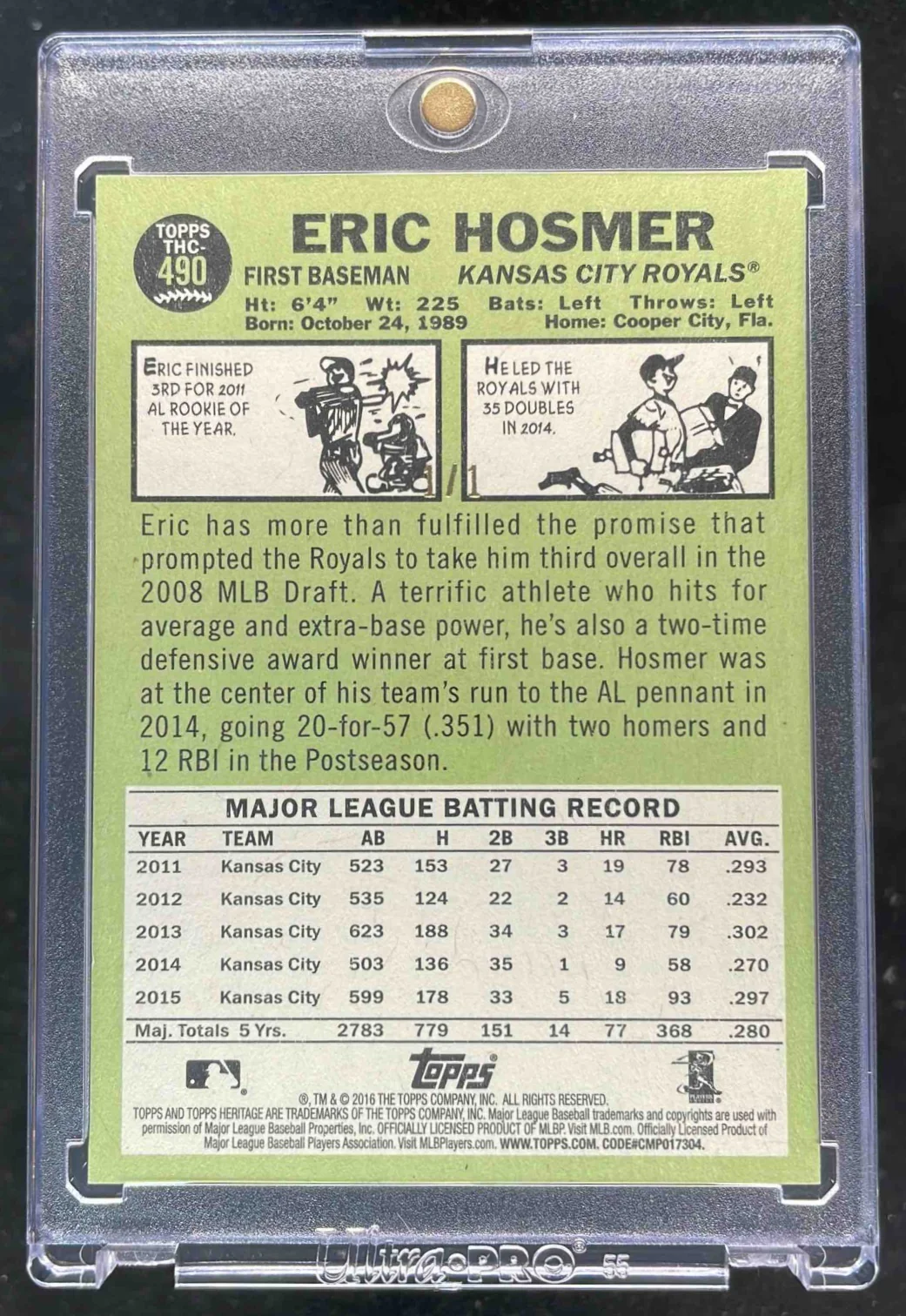 2016 Topps Heritage Chrome Superfractor #THC-490 Eric Hosmer 1/1 - Image 2