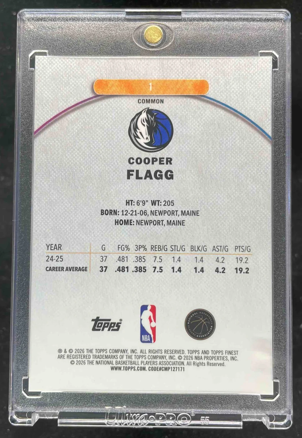 2025-26 Topps Finest Green Refractor #1 Cooper Flagg RC /75 - Image 2