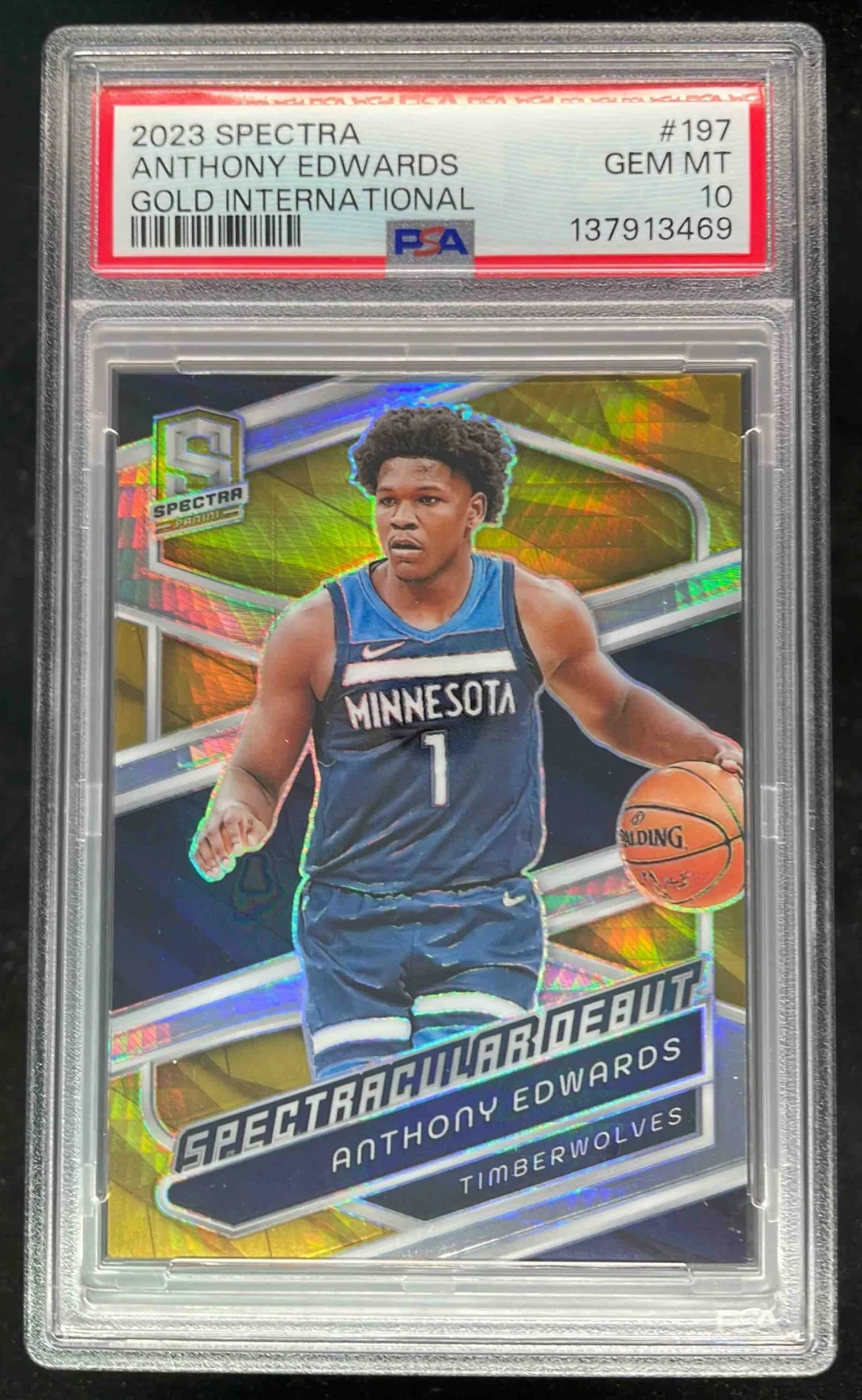 2023-24 Panini Spectra International Gold #197 Anthony Edwards /10 PSA 10