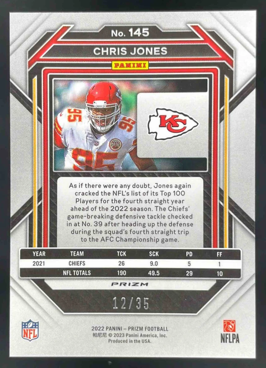 2022 Panini Prizm Red Shimmer #145 Chris Jones /35 - Image 2