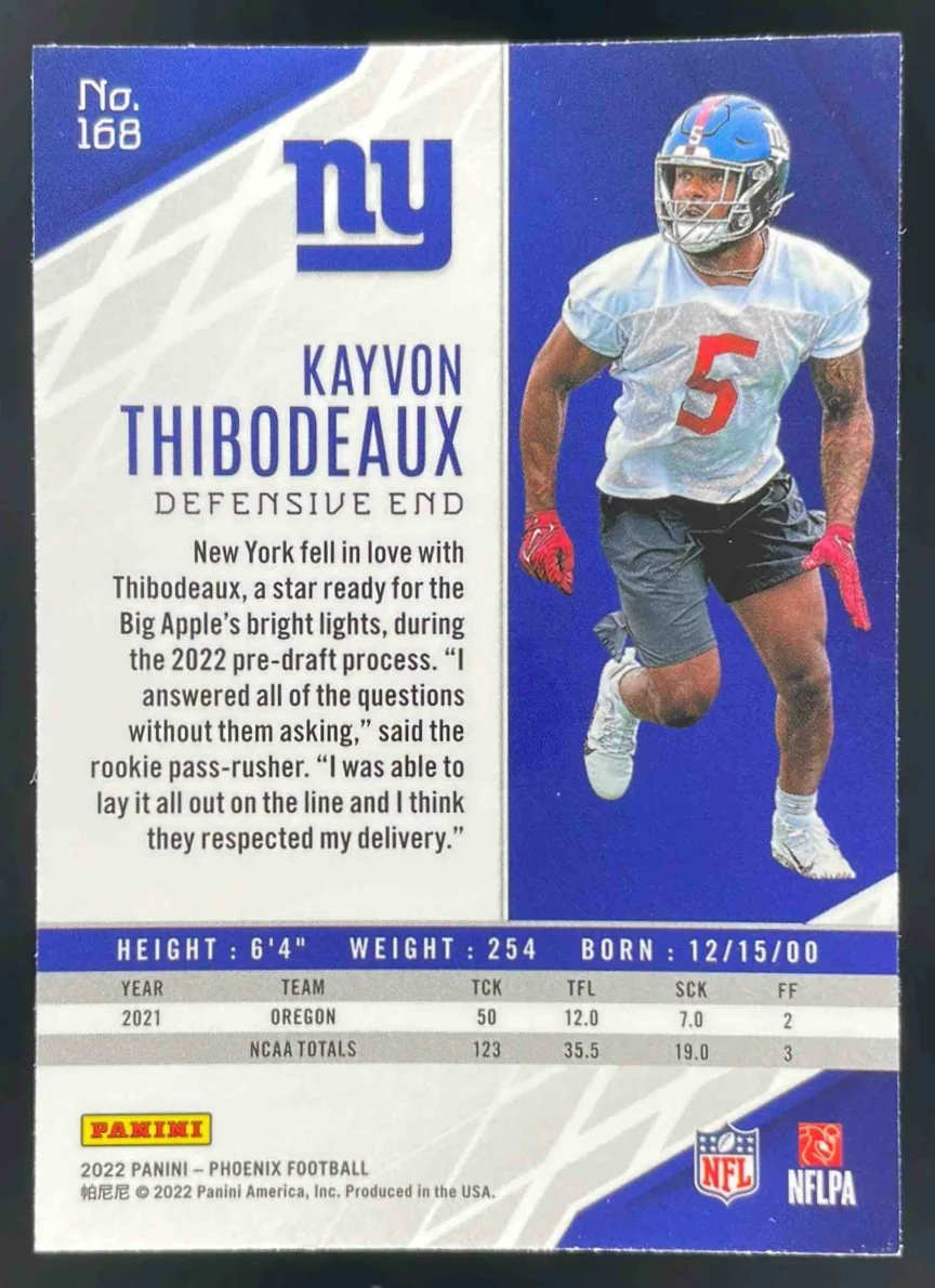 2022 Panini Phoenix Sprinkles #168 Kayvon Thibodeaux RC - Image 2