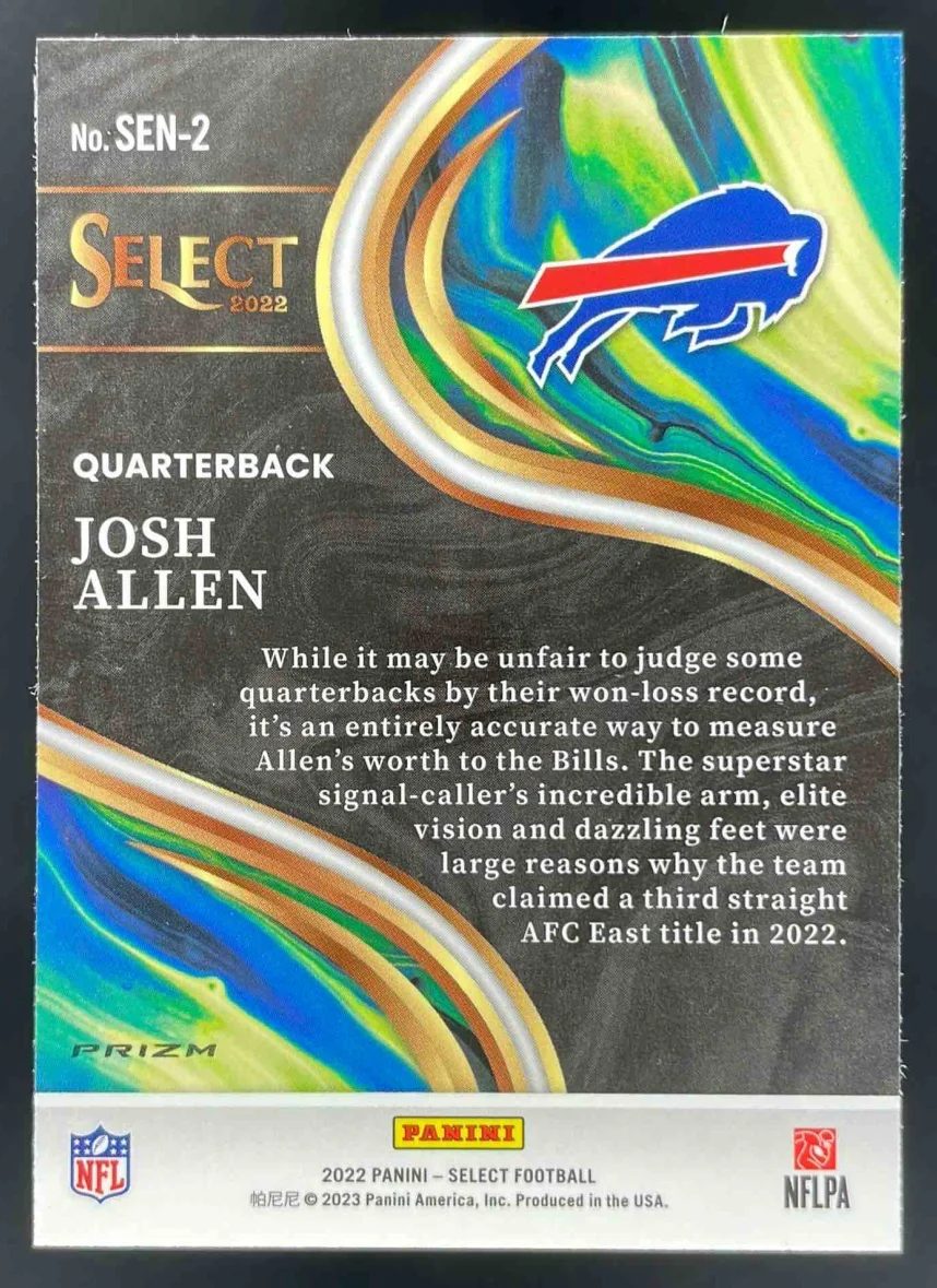2022 Panini Select Sensations Zebra Prizm #SEN-2 Josh Allen - Image 2