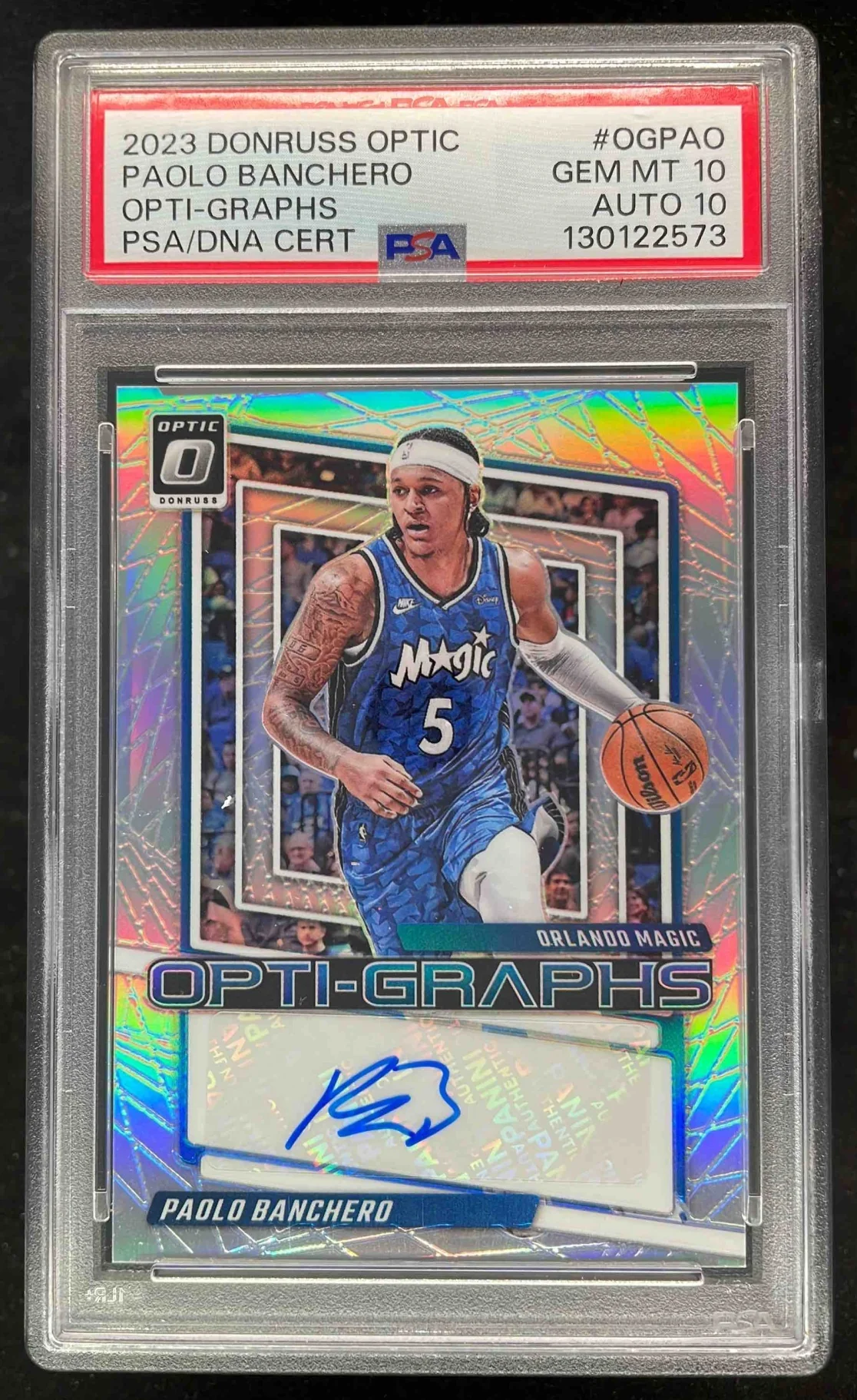 2023-24 Panini Donruss Optic Opti-Graphs Holo Paolo Banchero Auto PSA 10