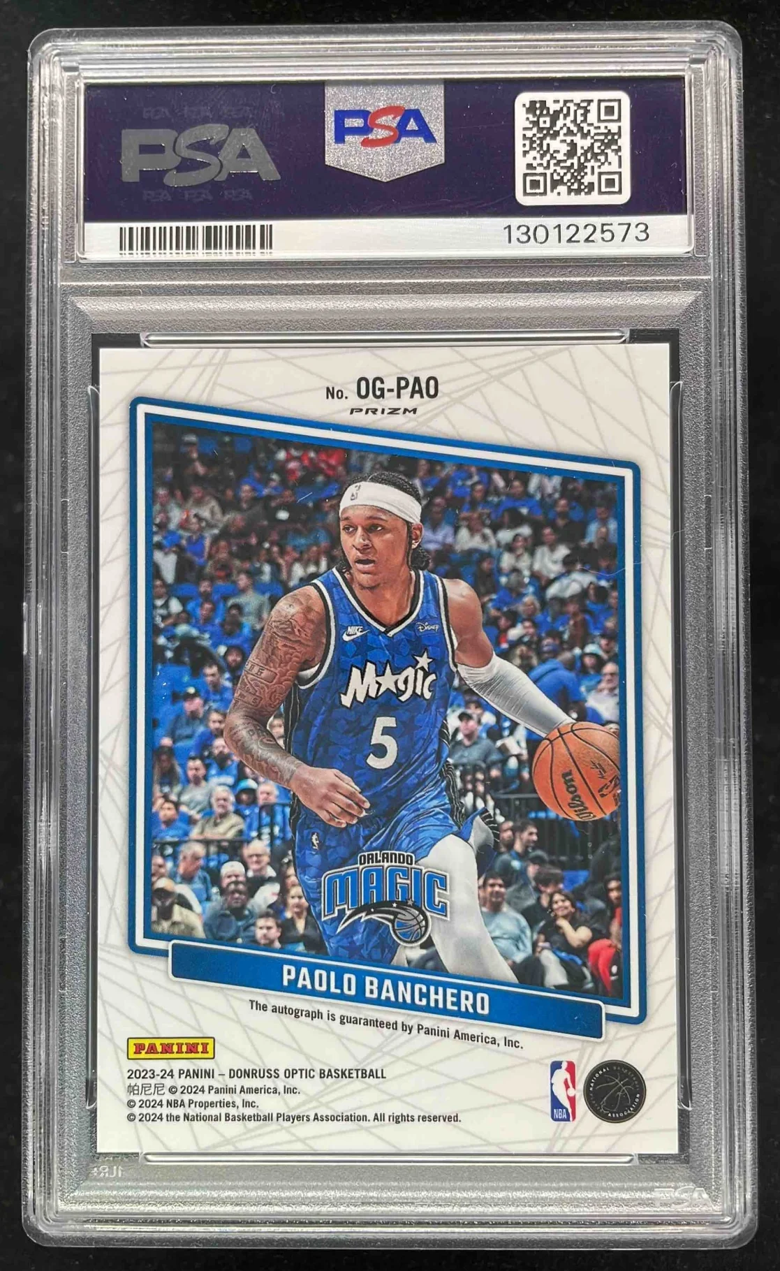 2023-24 Panini Donruss Optic Opti-Graphs Holo Paolo Banchero Auto PSA 10 - Image 2