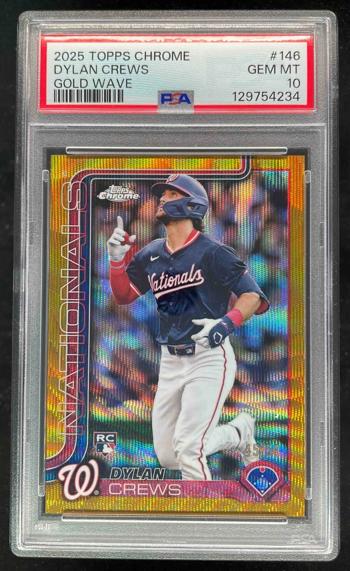 2025 Topps Chrome Gold Wave Refractor #146 Dylan Crews RC /50 PSA 10