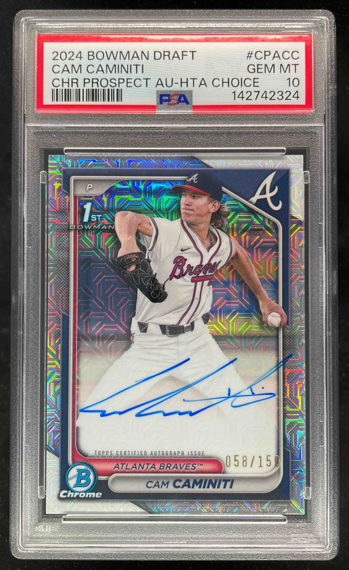 2024 Bowman Draft Chrome HTA Choice Refractor Cam Caminiti RC Auto /150 PSA 10