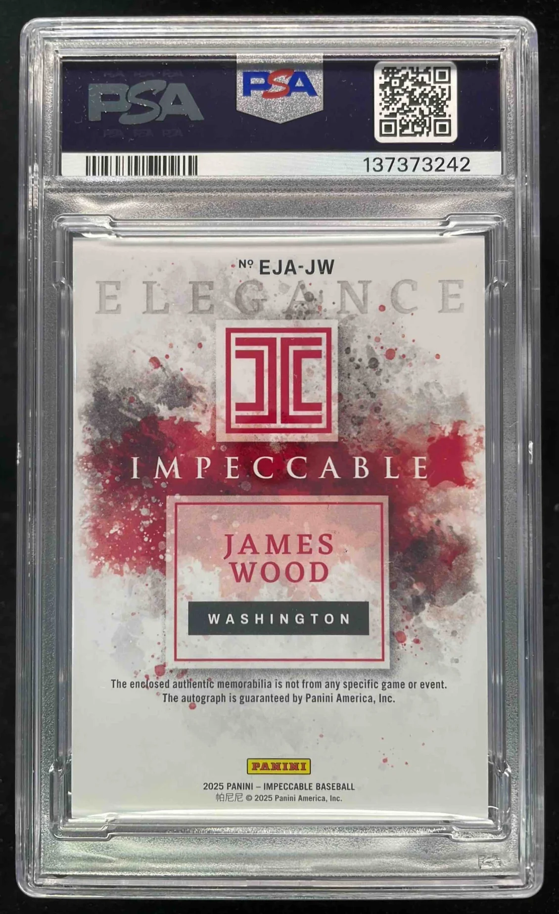 2025 Impeccable Elegance Jersey Holo Gold #EJA-JW James Wood Auto /10 PSA 9 - Image 2