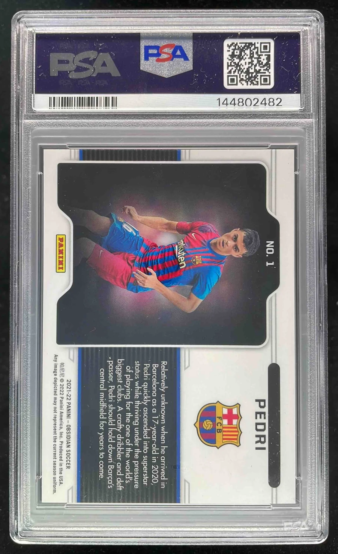 2021 Panini Obsidian Black Colorblast #1 Pedri PSA 10 - Image 2