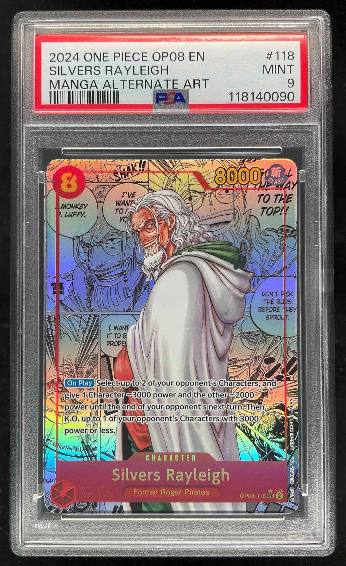 2024 One Piece OP08 EN Manga Alternate Art #118 Silvers Rayleigh PSA 9