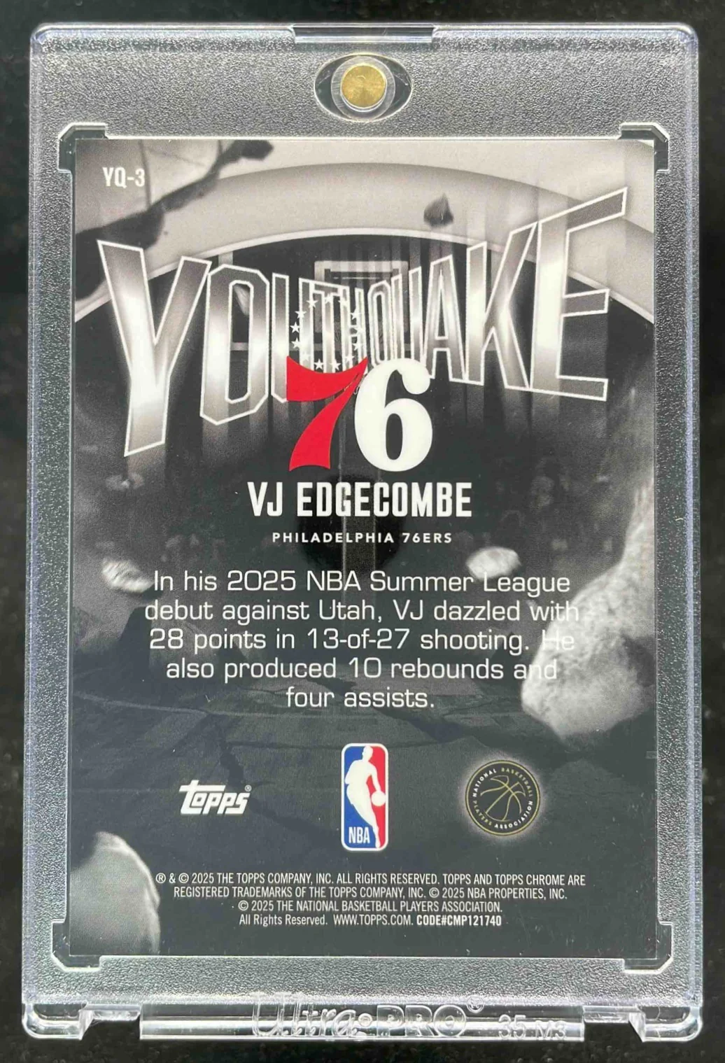 2025-26 Topps Chrome Youthquake Geometric Gold Refractor #3 VJ Edgecombe RC /50 - Image 2
