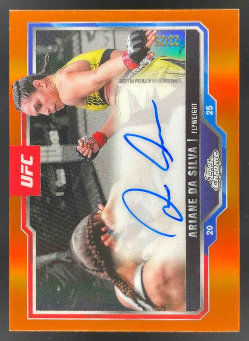 2025 Topps UFC Chrome Chrome Veteran Orange Refractor Ariane da Silva Auto /25