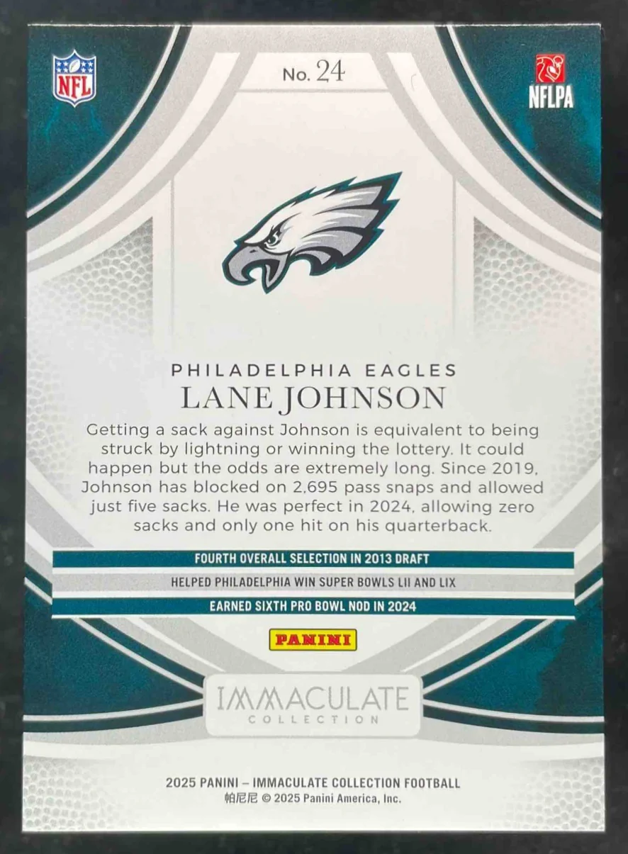 2025 Panini Immaculate Collection Red #24 Lane Johnson /75 - Image 2