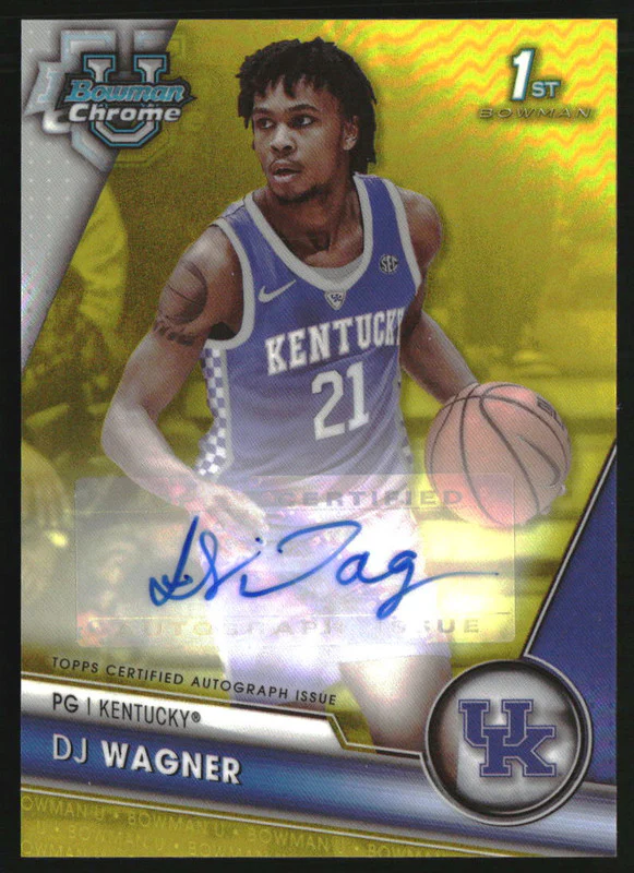 2023-24 Bowman Chrome University Prospect Autograph Yellow DJ Wagner RC Auto /75