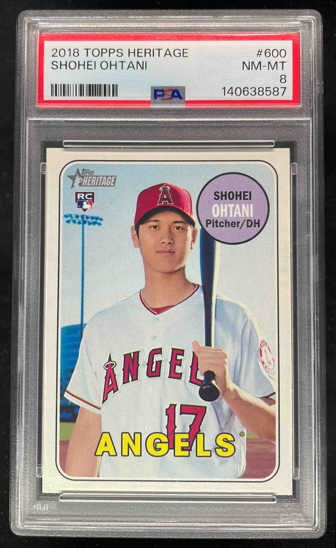 2018 Topps Heritage #600 Shohei Ohtani RC PSA 8