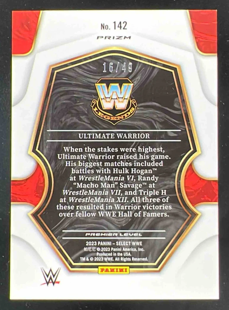 2023 Panini Select WWE Orange Prizms #142 Ultimate Warrior /49 - Image 2