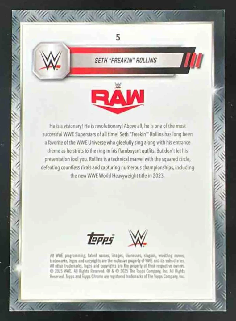 2025 Topps Chrome WWE Gold Geometric Refractors #5 Seth Freakin Rollins /50 - Image 2
