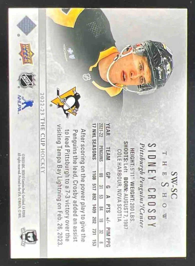 2022-23 Upper Deck The Cup The Show #SW-SC Sidney Crosby /99 - Image 2