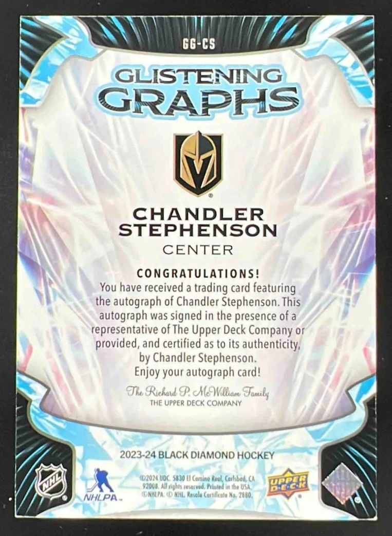 2023-24 Black Diamond Glistening Graphs Spectrum Chandler Stephenson Auto /25 - Image 2