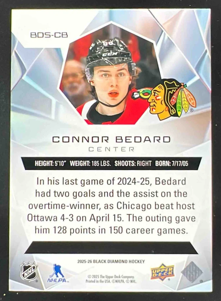 2025-26 Upper Deck Black Diamond Diamond Stars #BDS-CB Connor Bedard /249 - Image 2