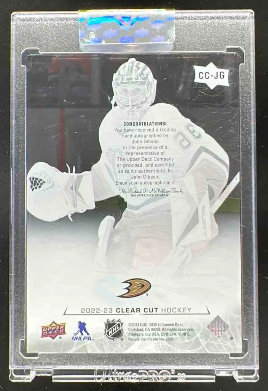 2023-24 Upper Deck Clear Cut 2022 Update - Autographs #CC-JG John Gibson Auto - Image 2