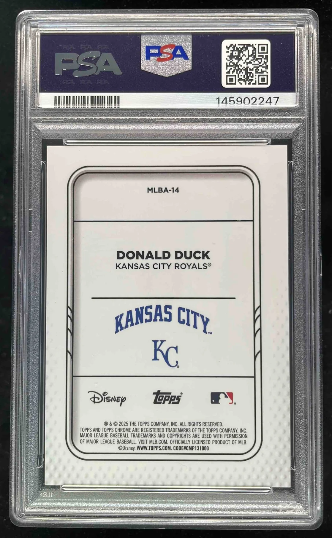 2025 Topps Chrome Disney Home Jersey #MLBA-14 Donald Duck PSA 10 - Image 2