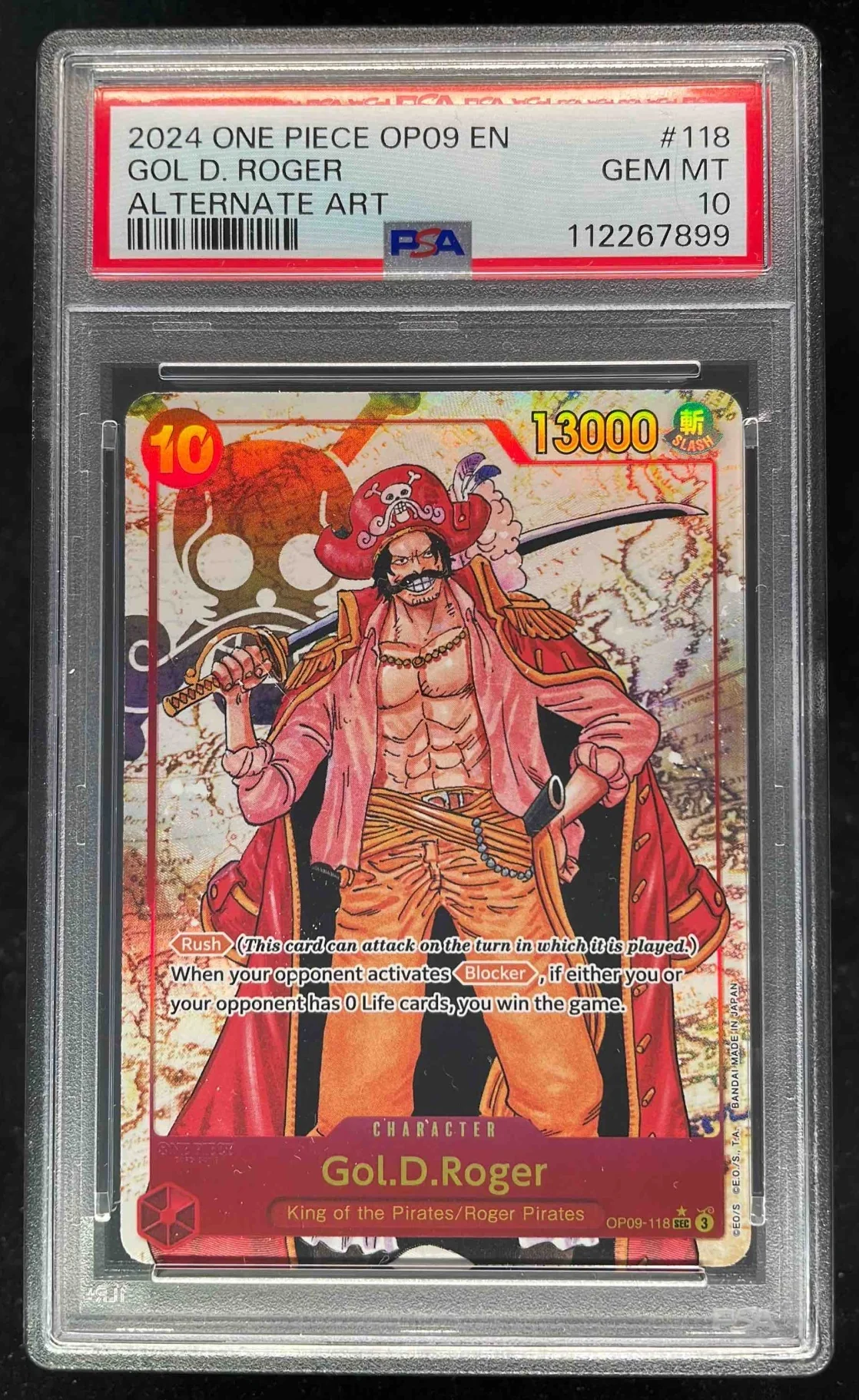 2024 One Piece OP09 EN #118 Gol D Roger Alternate Art PSA 10