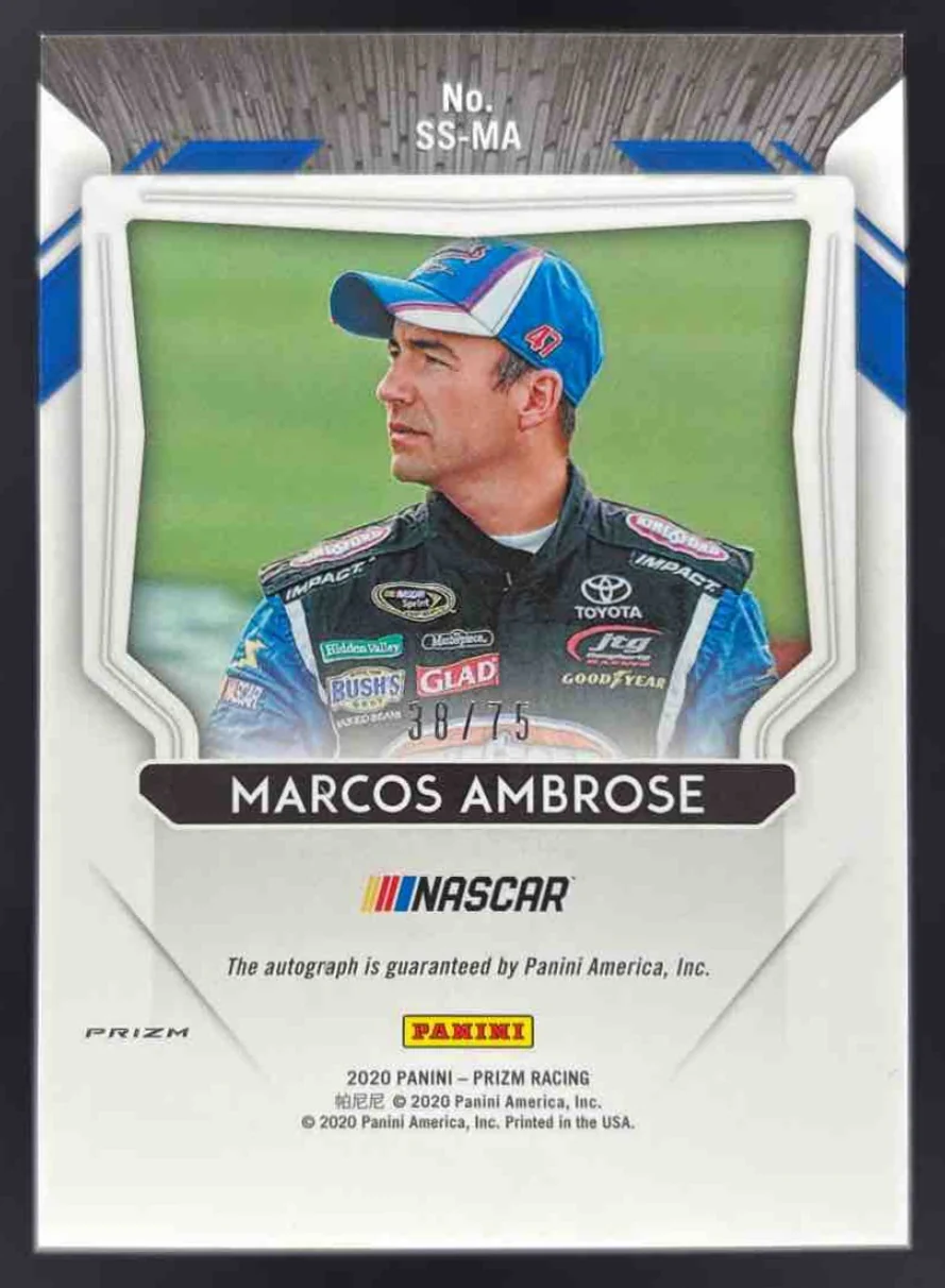 2020 Panini Prizm Scripted Signatures Green Scope #SS-MA Marcos Ambrose Auto /75 - Image 2