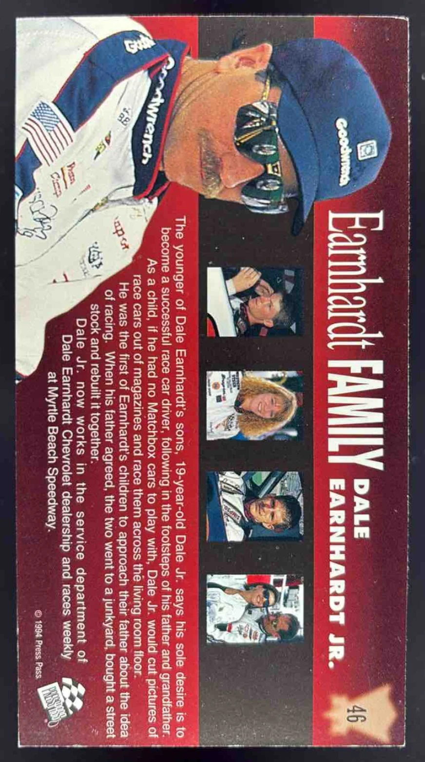 1994 Press Pass Family Racing #46 Dale Earnhardt Sr Jr - Image 2