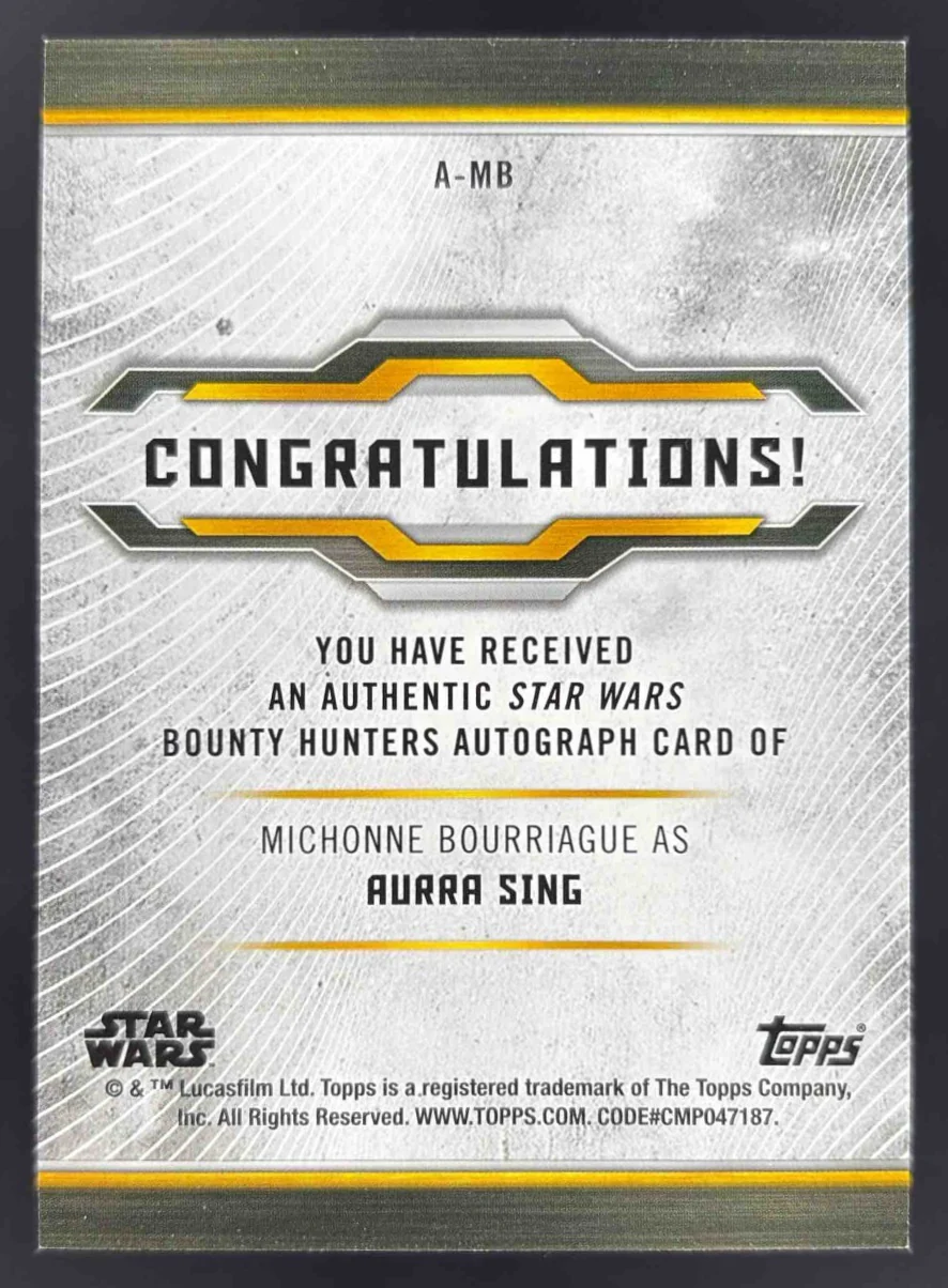 2021 Topps Star Wars Bounty Hunters Autographs #A-MB Michonne Bourriague Auto - Image 2