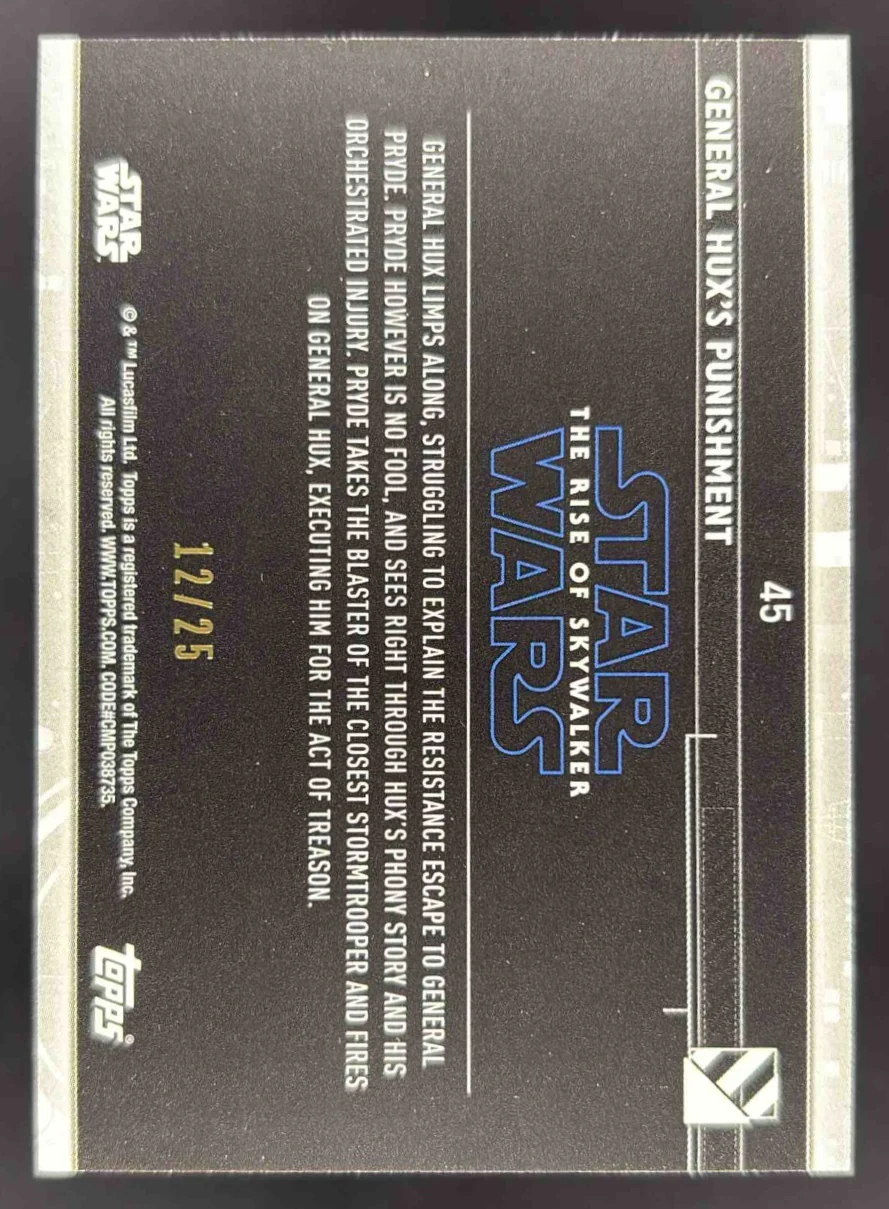 2020 Topps Star Wars: The Rise of Skywalker Silver General Hux s Punishment /25 - Image 2