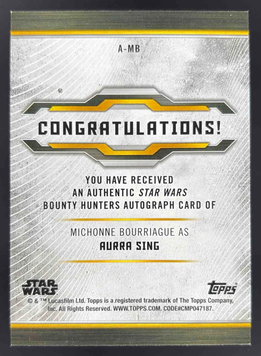 2021 Topps Star Wars Bounty Hunters Autographs #A-MB Michonne Bourriague Auto - Image 2