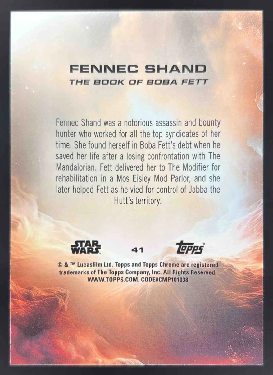 2025 Topps Chrome Star Wars Kashyyyk Green Refractor #41 Fennec Shand /99 - Image 2