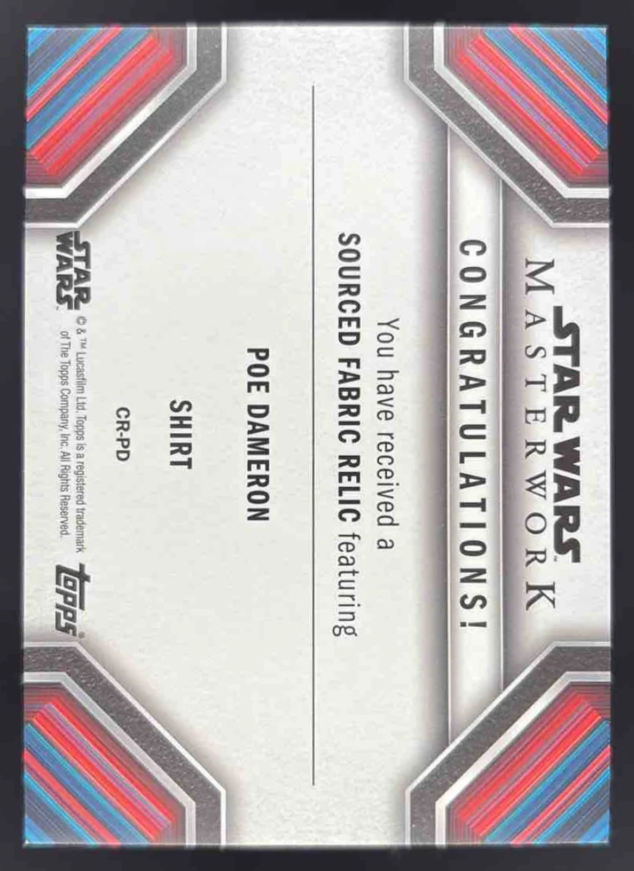 2022 Topps Star Wars Masterwork Sourced Fabric Costume Relic #CR-PD Poe Dameron - Image 2