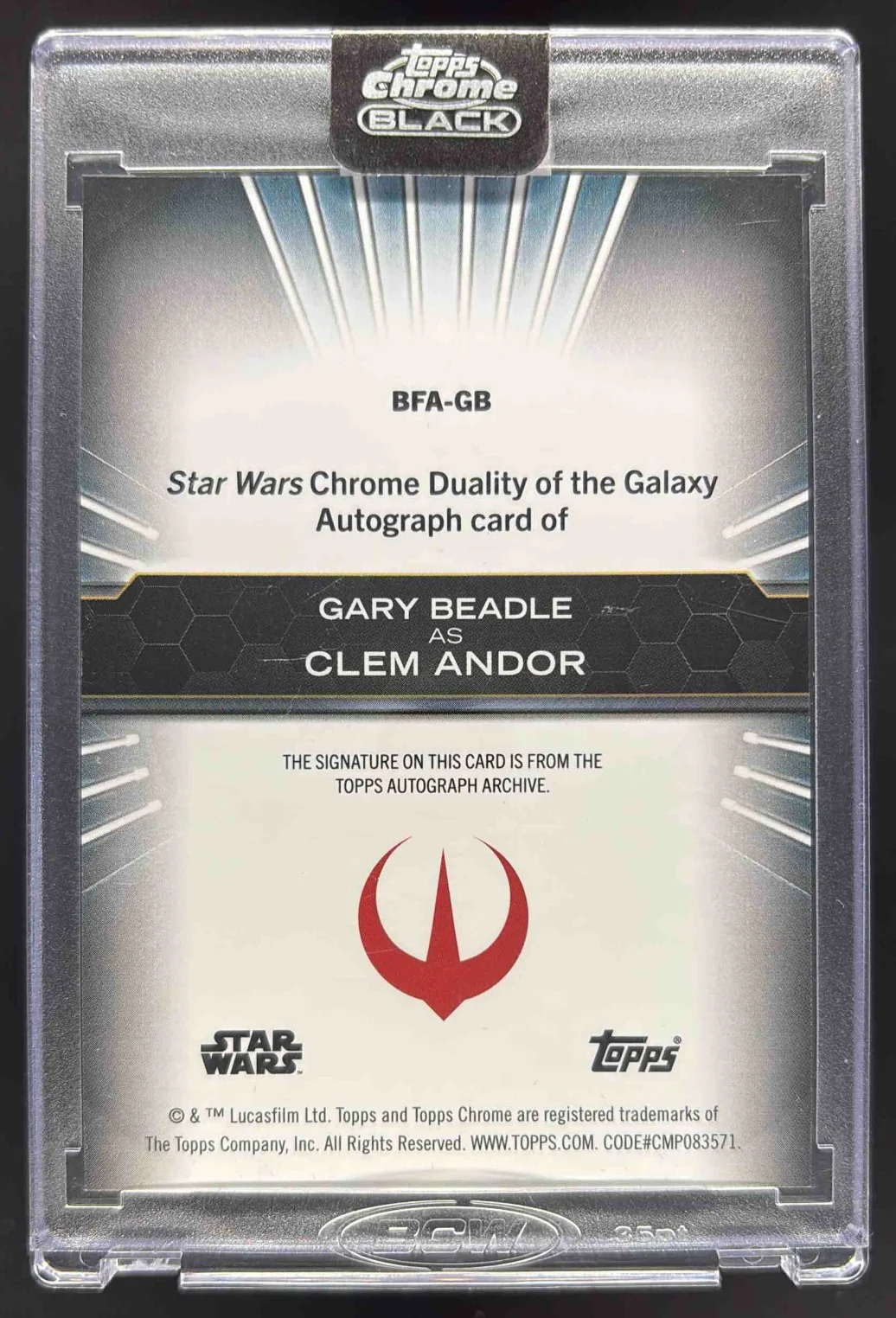 2024 Topps Chrome Black Star Wars Galaxy Blue Red Lava Gary Beadle Auto /99 - Image 2