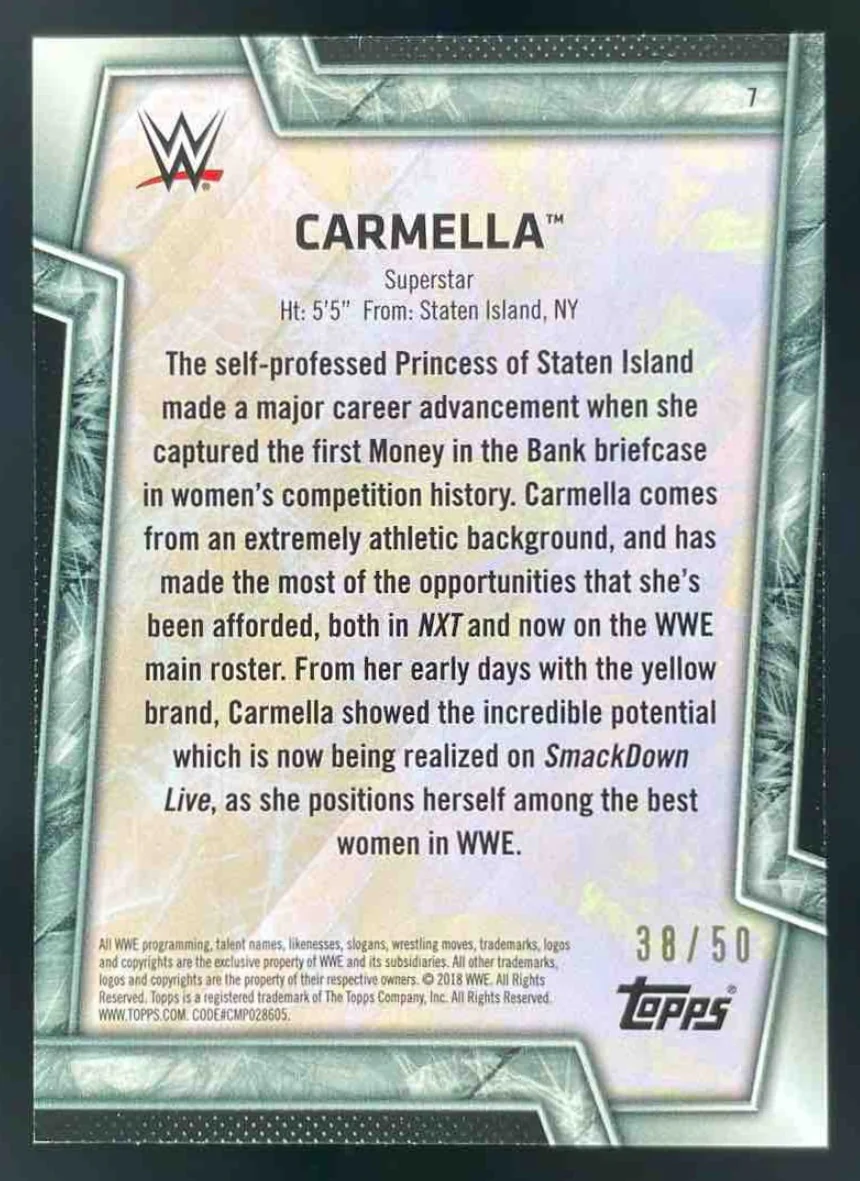2018 Topps WWE Women's Division Silver #7 Carmella /50 - Image 2