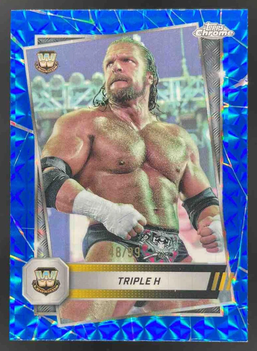 2025 Topps Chrome WWE Blue Geometric Refractors #22 Triple H /99