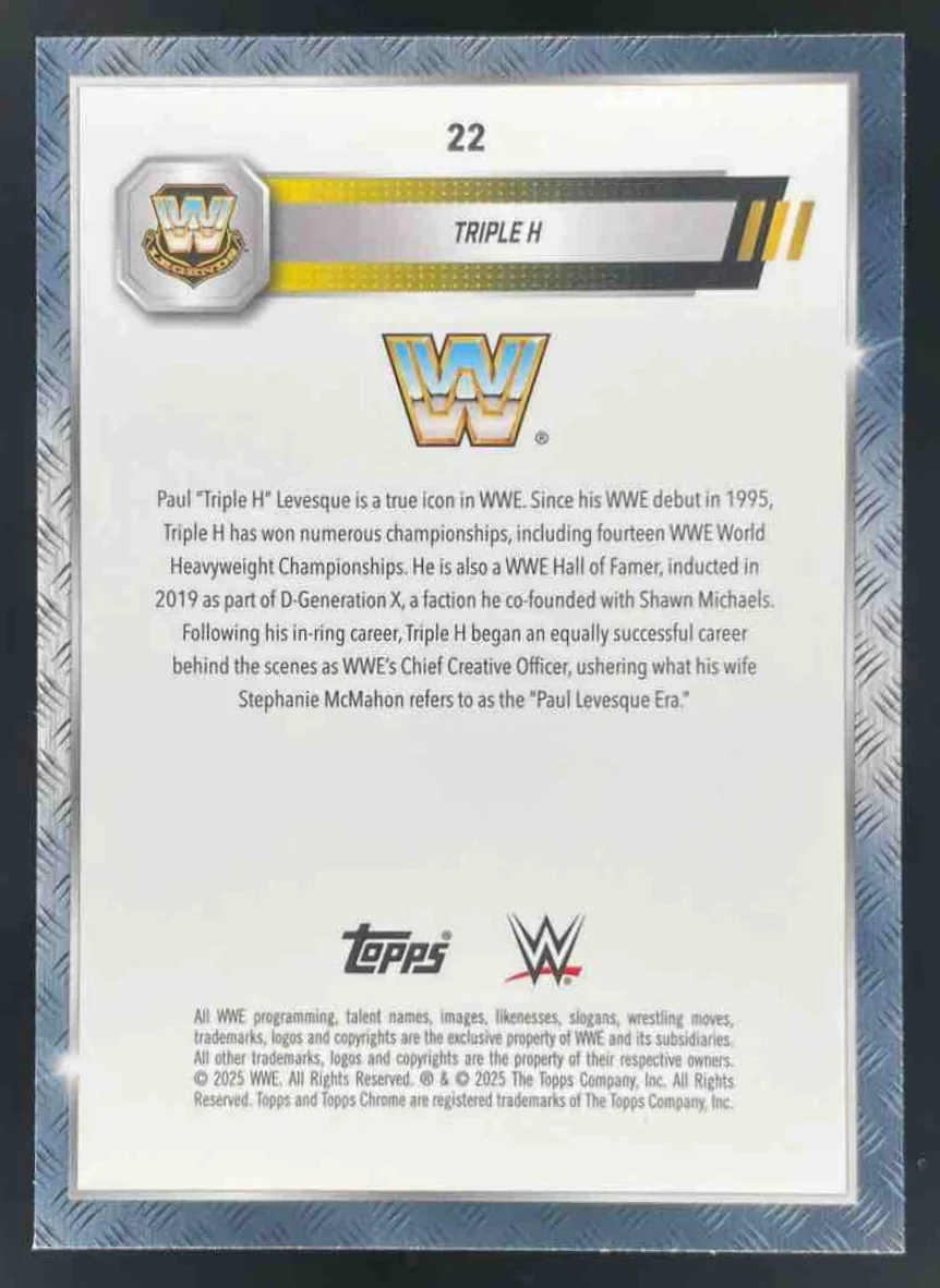 2025 Topps Chrome WWE Blue Geometric Refractors #22 Triple H /99 - Image 2