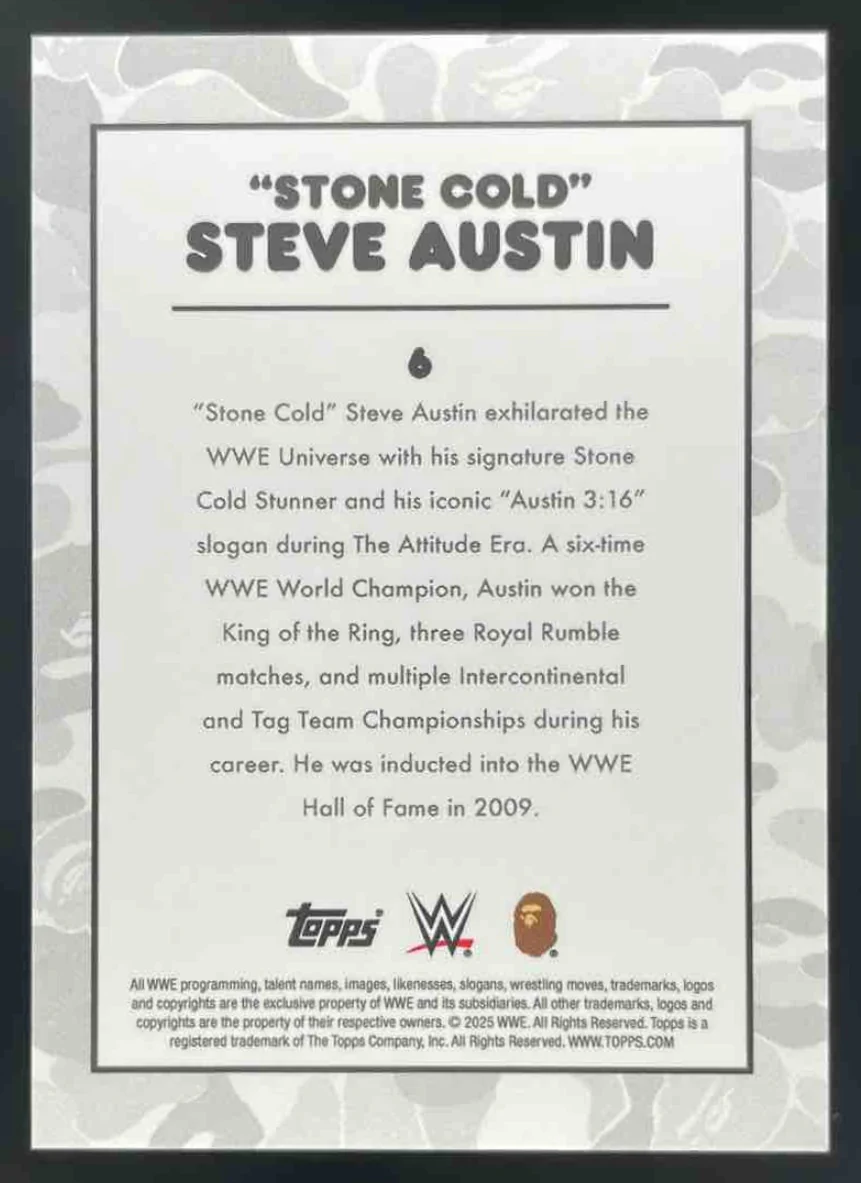 2025 Topps WWE x Bape White Camo #6 Stone Cold Steve Austin - Image 2