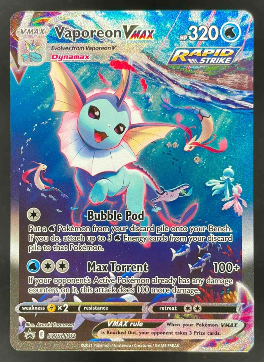 2021 Pokemon Sword & Shield Black Star Promos #SWSH182 Vaporeon VMAX