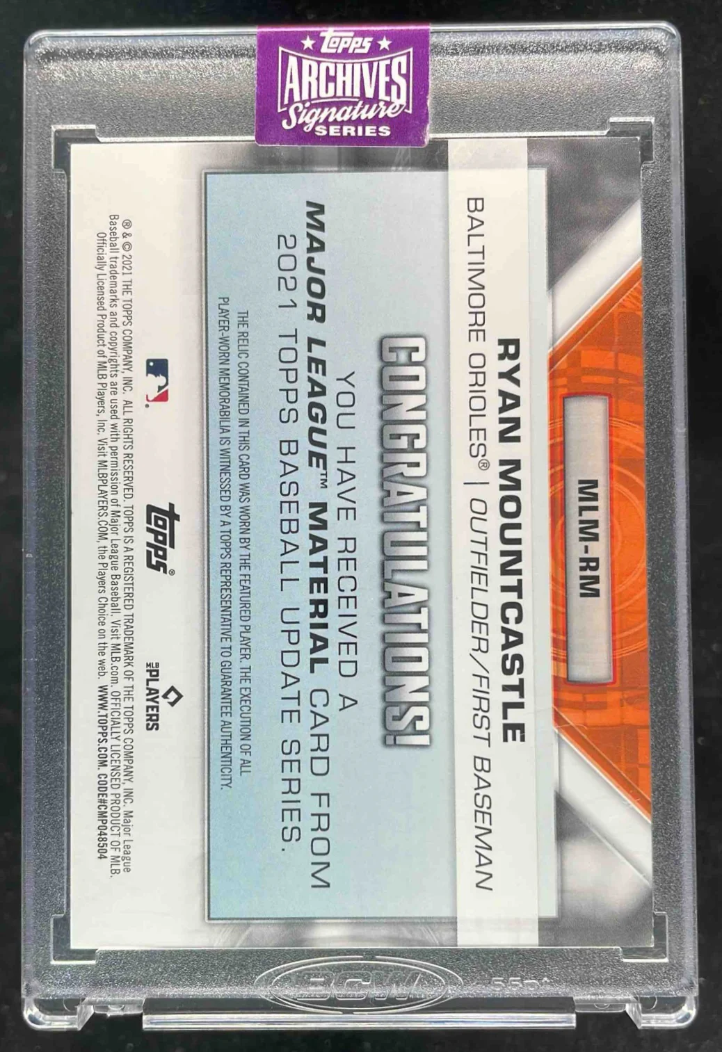 2025 Topps Archives Signature Series Autograph Ryan Mountcastle Auto 1/1 - Image 2