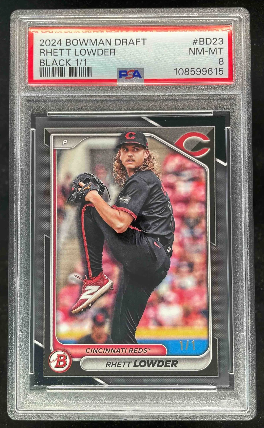 2024 Bowman Draft Black #BD-23 Rhett Lowder 1/1 PSA 8