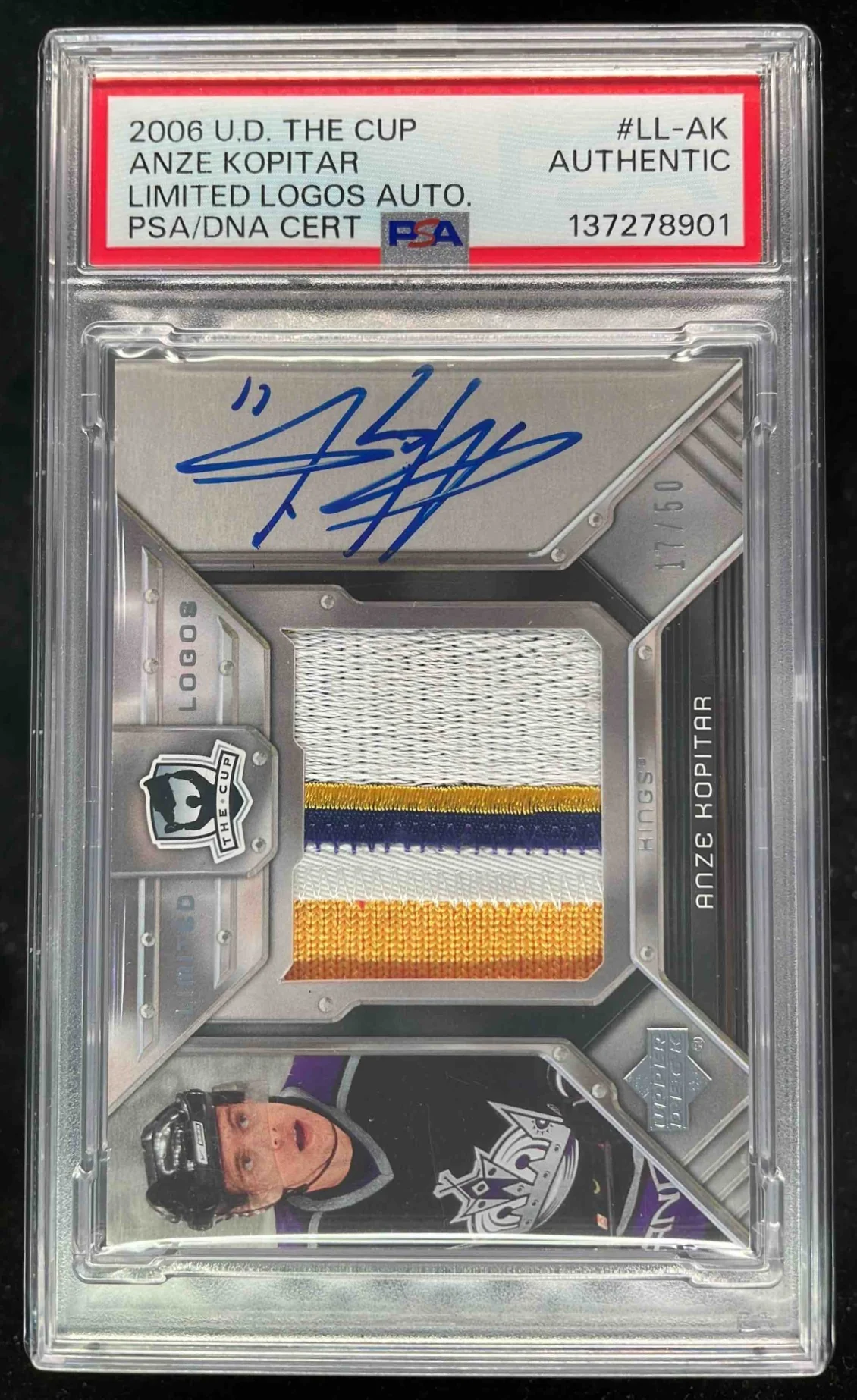 2006-07 Upper Deck The Cup Limited Logos Anze Kopitar RC Auto /50 PSA Authentic