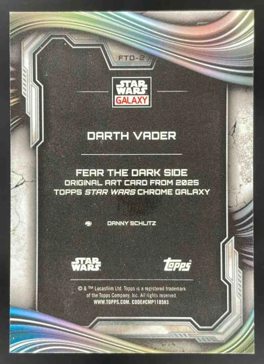 2025 Topps Chrome Star Wars Galaxy Fear the Darkside #FTD-2 Darth Vader - Image 2