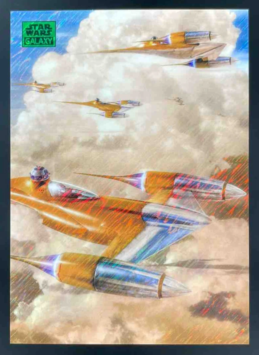 2025 Topps Chrome Star Wars Galaxy Green Shimmer #79 N-1 Starfighters /199