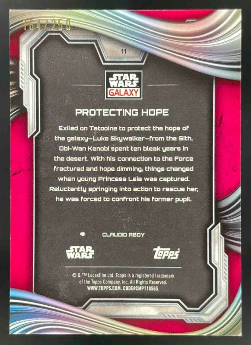 2025 Topps Chrome Star Wars Galaxy Magenta Lava Refractor Protecting hope /250 - Image 2