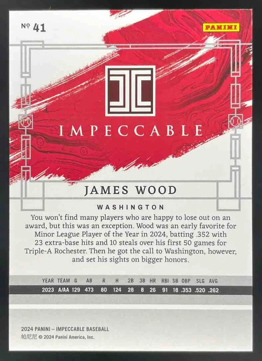 2024 Panini Impeccable Silver #41 James Wood /60 - Image 2