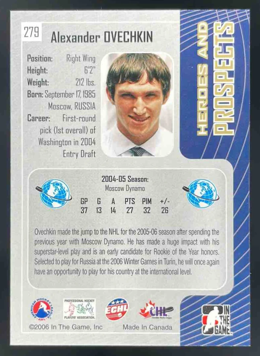 2005-06 In The Game Heroes & Prospects #279 Alexander Ovechkin - Image 2