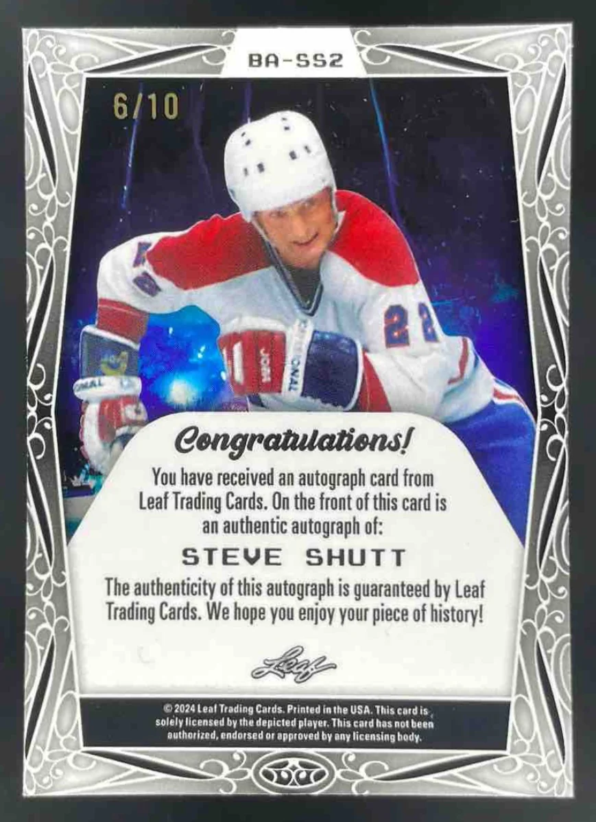 2025 Leaf Metal Legends Shimmer Silver #BA-SS2 Steve Shutt Autograph Auto /10 - Image 2