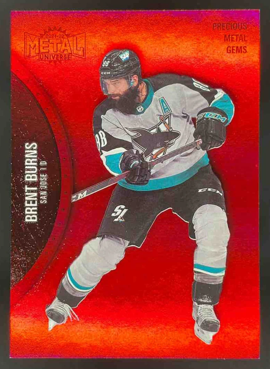 2021-22 Skybox Metal Universe Precious Metal Gems Red #113 Brent Burns /100