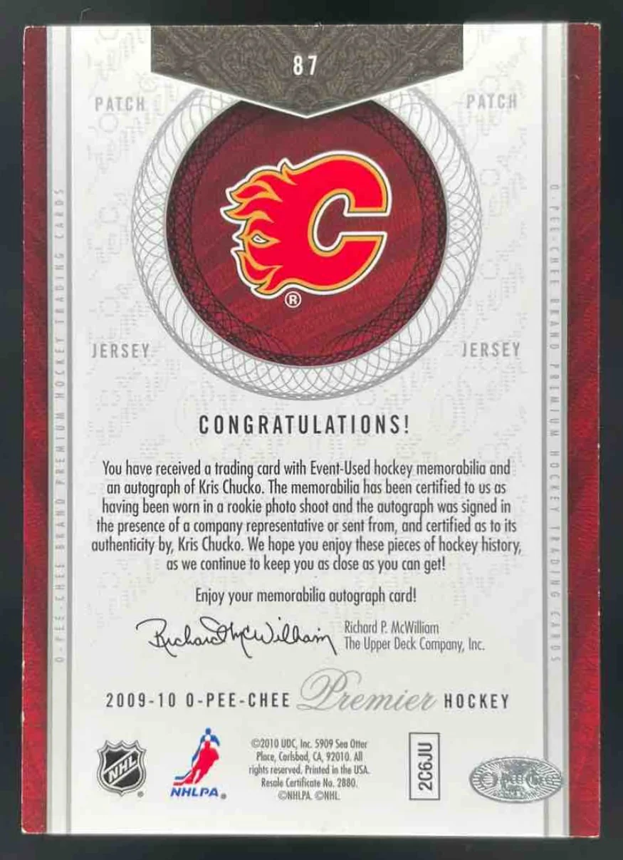 2009-10 O-Pee-Chee Premier Gold Spectrum #87 Kris Chucko Autograph RC Auto /35 - Image 2